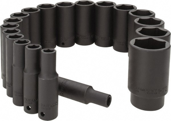 Deep Impact Socket Set: 19 Pc, 1/2
