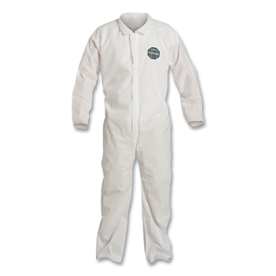 Disposable Coveralls: Liquid, Splash & Abrasion Protection, Size Large, 1.3000 oz, ProShield 10, Zipper & Stormflaps Closure