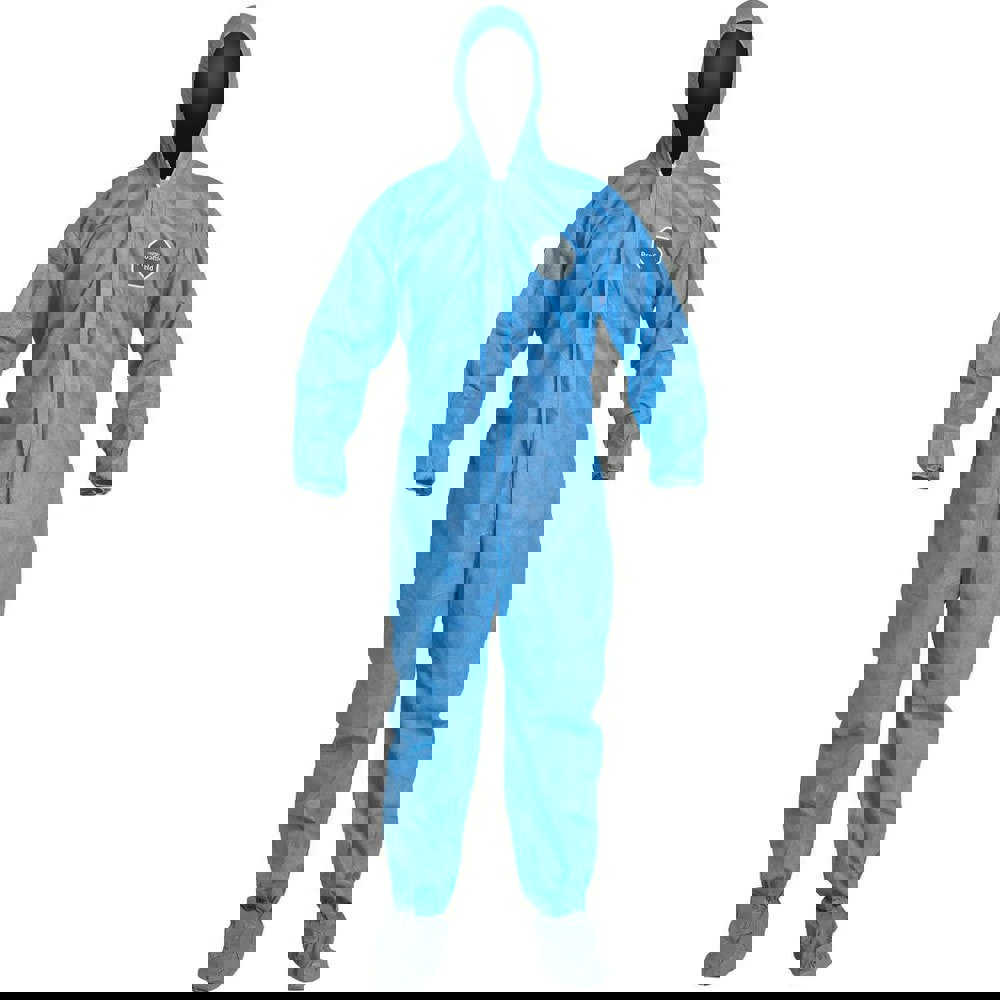 Disposable Coveralls: Size X-Large, Film Laminate, Zipper Closure