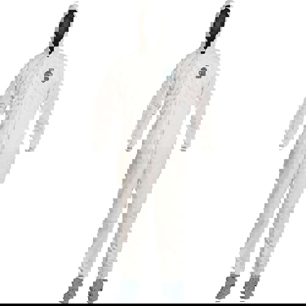 Disposable Coveralls: Size 4X-Large, Film Laminate, Zipper Closure