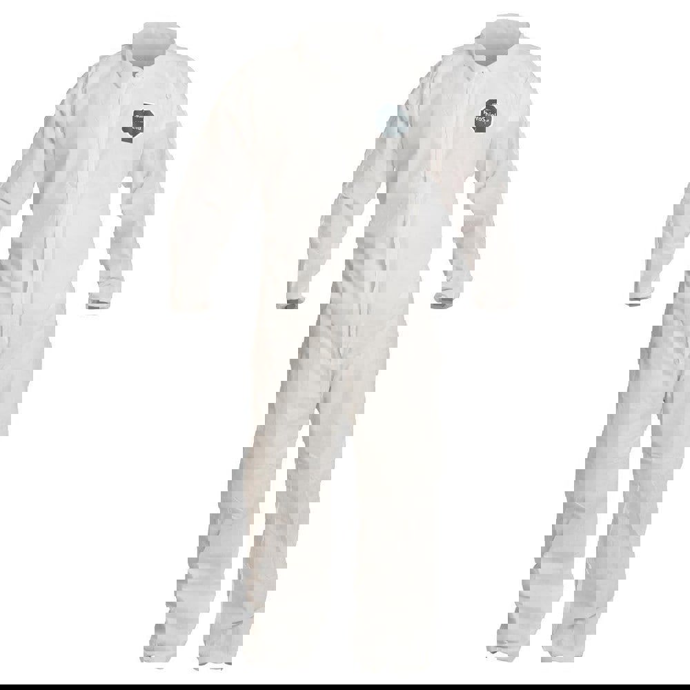 Disposable Coveralls: Size X-Large, Film Laminate, Zipper Closure