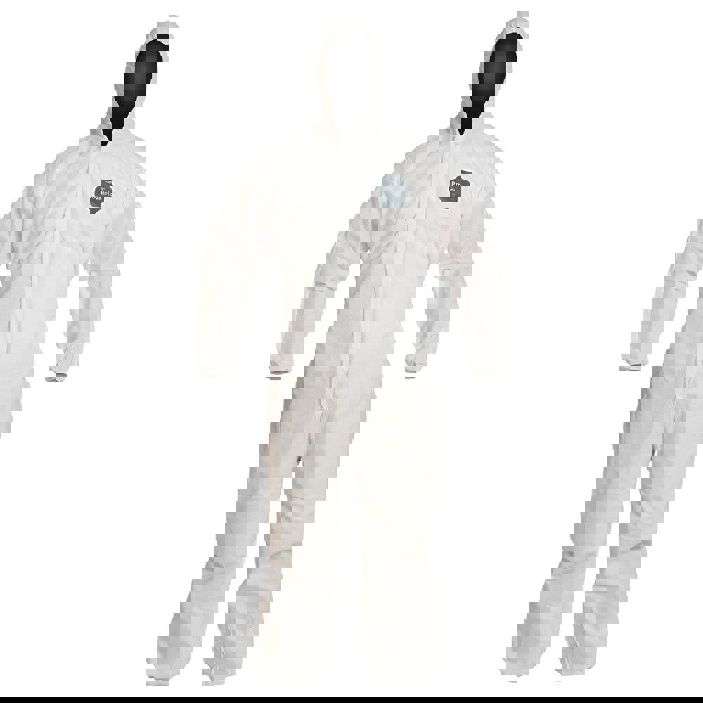 Disposable Coveralls: Size Medium, Film Laminate, Zipper Closure