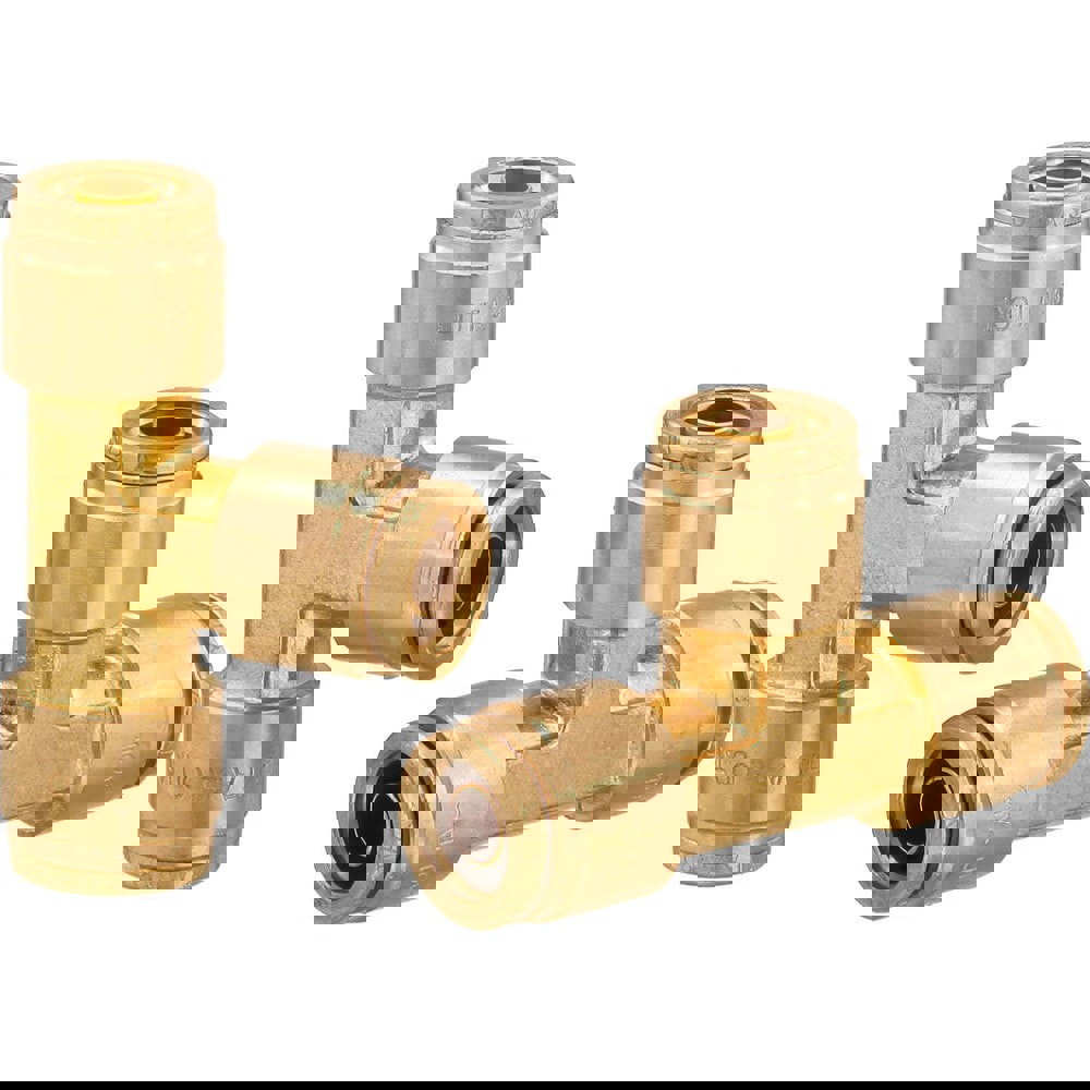 Metal Push-To-Connect Tube Fittings; Fitting Type: Union Tee ; Connection Type: Push-to-Connect ; Material: Brass ; Tube Outside Diameter: 1/4 ; Standards: DOT ; For Use With: General Purpose