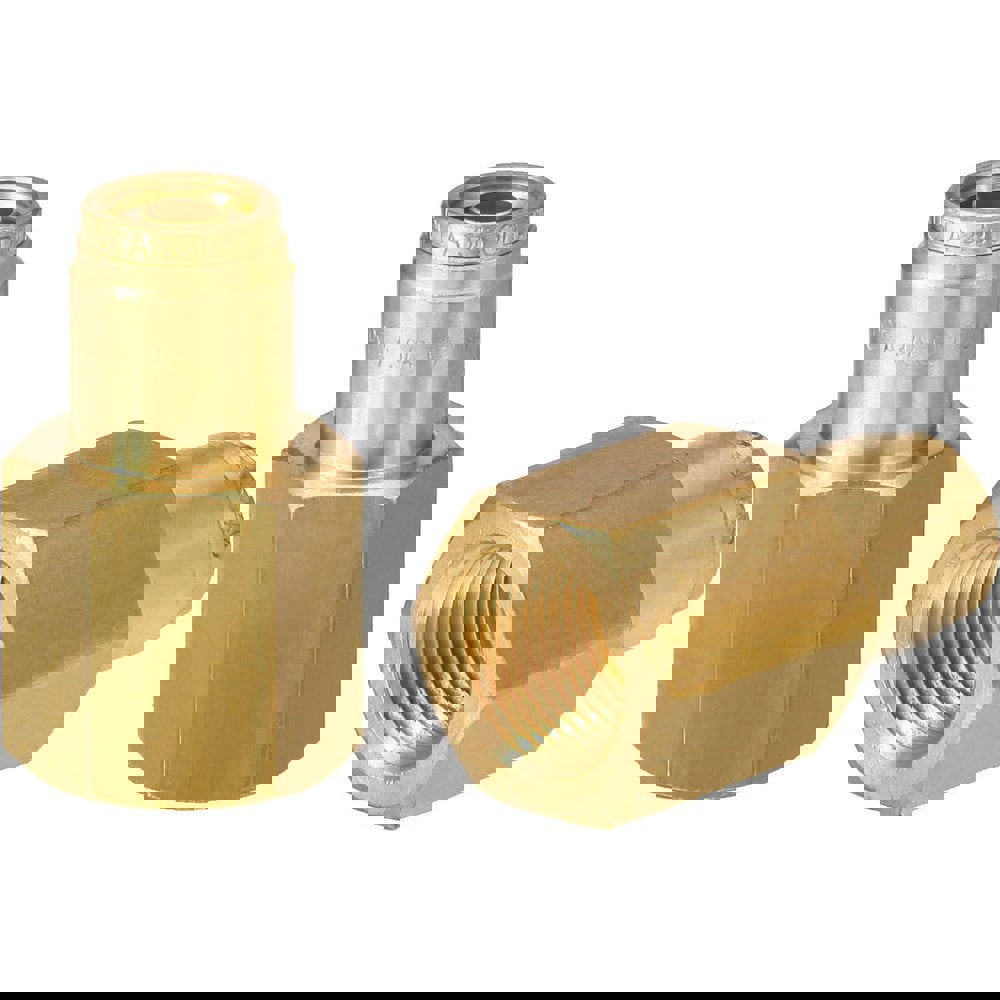 Metal Push-To-Connect Tube Fittings; Connection Type: Push-to-Connect x FNPT ; Material: Brass ; Tube Outside Diameter: 3/8 ; Maximum Working Pressure (Psi - 3 Decimals): 250.000 ; Overall Length (mm): 40.00 ; Standards: DOT