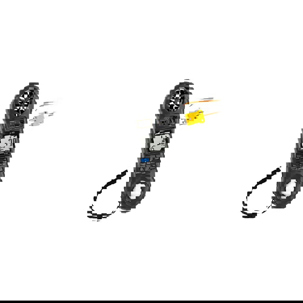 Airflow Meters & Thermo-Anemometers; Meter Type: Integral Vane Anemometer ; Measures: Airflow; Ambient Temperature; Humidity; Static Pressure; Temperature ; Humidity Sensing: Yes ; Data Logging: No ; Auto Power Off: No ; Minimum Air Velocity: 80 ft/min