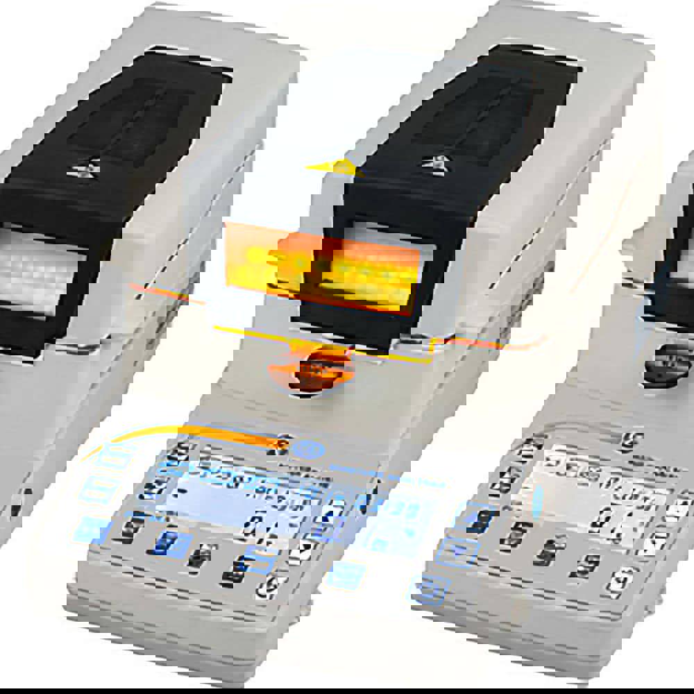 Moisture Meters & Analyzers; Product Type: Moisture Analyzer ; Accuracy: 0.1% ; Heat Source: Halogen ; Minimum Operating Temperature: 1040F ; Maximum Operating Temperature: 390.20F ; Maximum Relative Humidity: 95