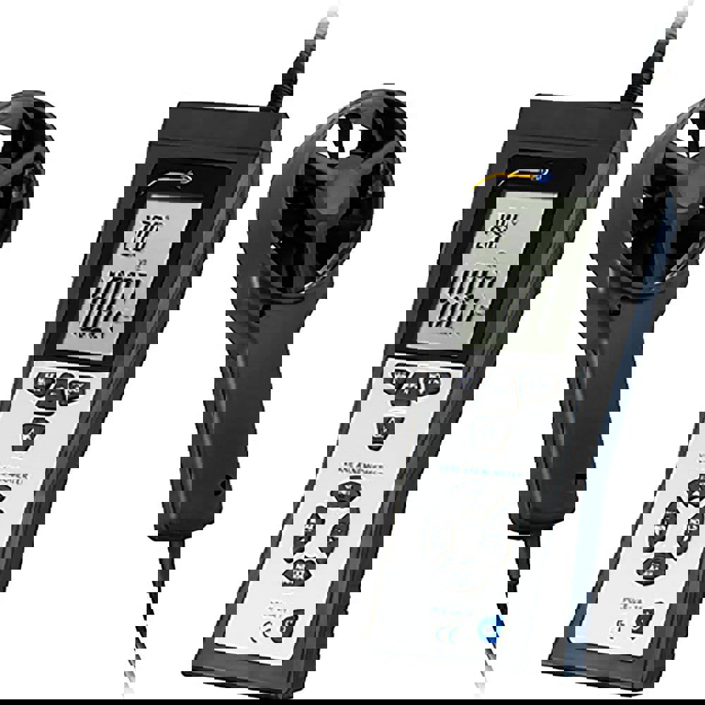 Airflow Meters & Thermo-Anemometers; Meter Type: Integral Vane Anemometer ; Measures: Airflow; Ambient Temperature; Humidity ; Humidity Sensing: Yes ; Data Logging: No ; Auto Power Off: Yes ; Minimum Air Velocity: 40