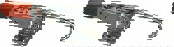 Pull-Action Latch Clamp: Horizontal, 200 lb, J-Hook, Flanged Base