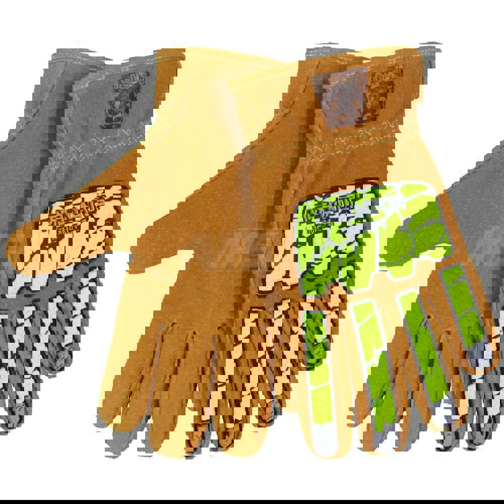 Puncture-Resistant Gloves: Size Large, ANSI Cut N/A, ANSI Puncture 4, Leather,