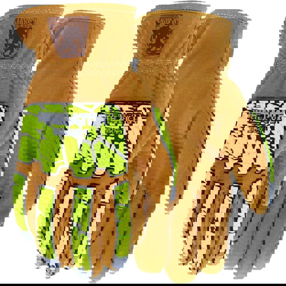 Cut, Puncture & Abrasive-Resistant Gloves: Size M, ANSI Cut A5, ANSI Puncture 4, Leather