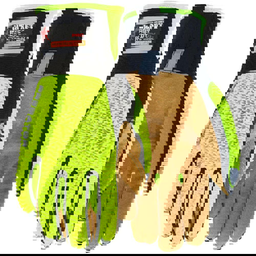 Cut, Puncture & Abrasive-Resistant Gloves: Size M, ANSI Cut A6, ANSI Puncture 4, Leather