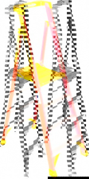 4 Step Fiberglass Foldable Step Ladder: Type IA 300 lb Capacity 6' Height