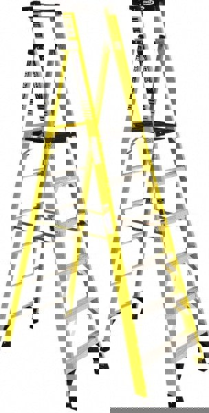 6 Step Fiberglass Foldable Step Ladder: Type IAA 375 lb Capacity 8' Height