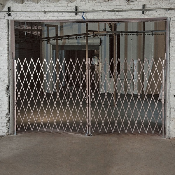 Bi-Parting Folding Gate: 8' High, Steel Frame, Silver