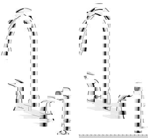 Two Handle Kitchen Faucet with Side Spray in Polished Chrome