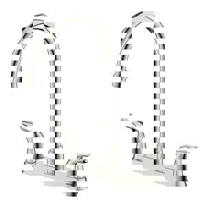 Two Handle Kitchen Faucet with Side Spray in Brushed Nickel