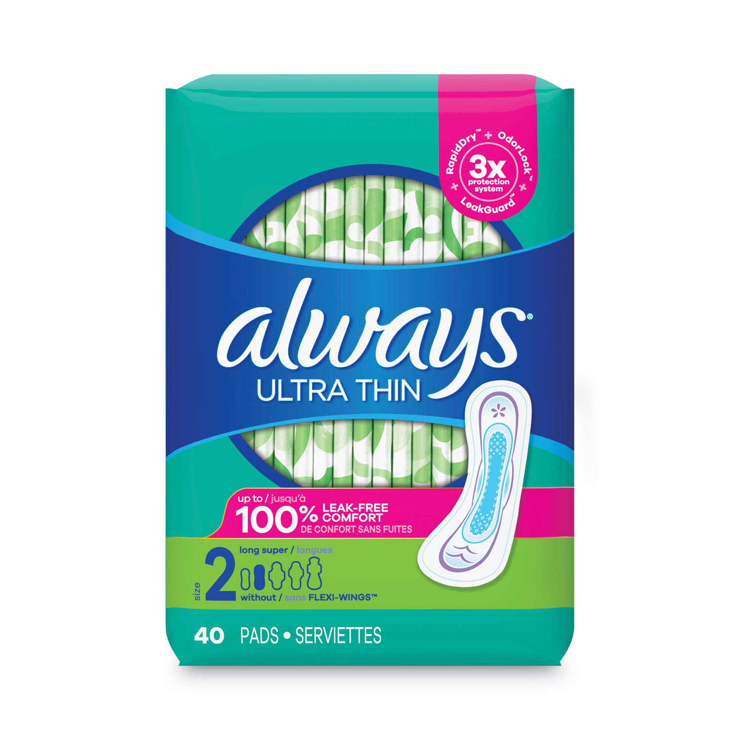 PADS,ULT THIN,LONG,40CT
