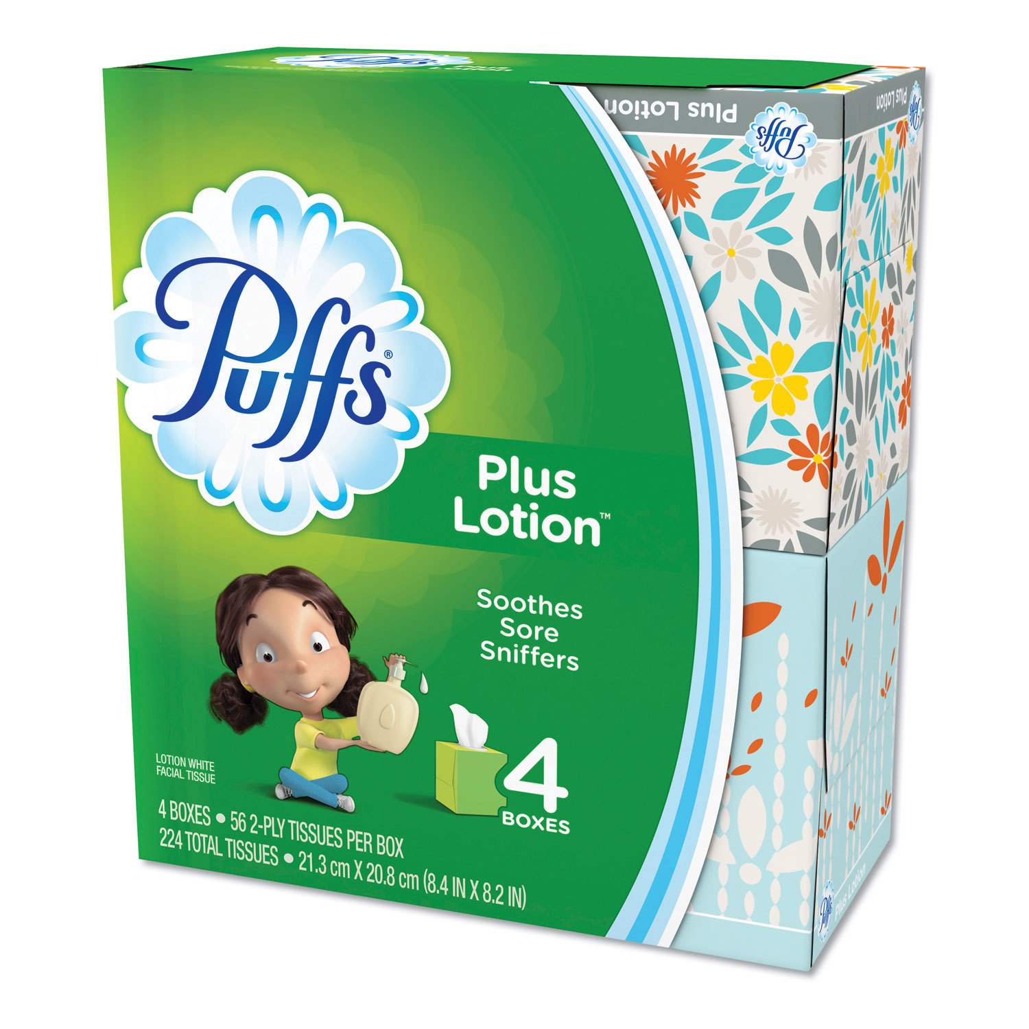 Puffs Plus Lotion Facial Tissue, 4 Count, 6/Case