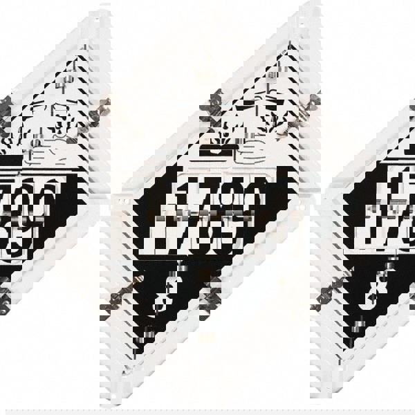 DOT Flip Placards; Placard Type: Combination ; Message/Graphic: Message & Graphic ; Legend Color: Black; White ; Background Color: White ; Features: 5 changeable placards with 4-digit changeable numbers; Graffiti Proof; Rust Proof; UV Resistant