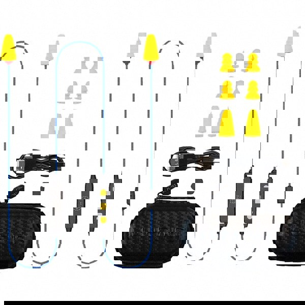 Hearing Protection/Communication; Type: Earplugs w/Audio; Overall Length: 34 in; Standards: ANSI S3.19-1974; Noise Reduction Rating (dB): 26.00; Radio Type: Bluetooth; Disposable or Reusable Plug: Reusable; Plug Color: Blue; Yellow; ANSI Specification: AN