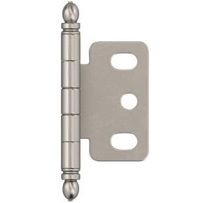 3/4 in (19 mm) Door Thickness Full Inset, Partial Wrap, Ball Tip Satin Nickel Hinge
