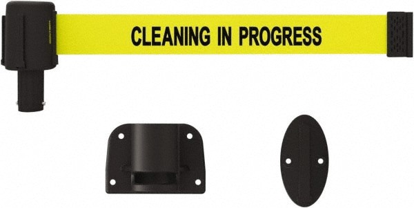 Wall-Mount Retractable Belt Barrier: Black & Yellow, 15' Belt Barrier Length