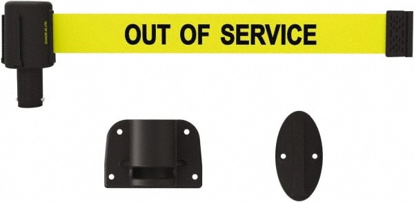 Wall-Mount Retractable Belt Barrier: Black & Yellow, 15' Belt Barrier Length