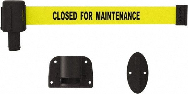 Wall-Mounted Indoor Barrier: Black on Yellow, 15' Long, 2-1/2