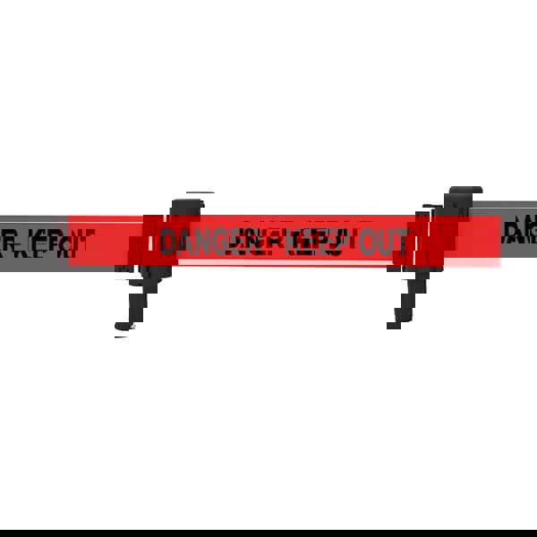 Wall-Mount Retractable Belt Barrier: Black & Red, 15' Belt Barrier Length