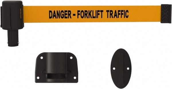 Wall-Mount Retractable Belt Barrier: Black & Orange, 15' Belt Barrier Length