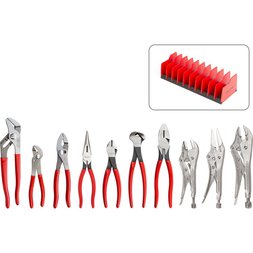 Plier Sets; Plier Type Included: Gripping, Cutting, Locking ; Container Type: None ; Handle Material: Non-Slip Grips ; Includes: 10 pliers ; Insulated: No ; Tether Style: Not Tether Capable