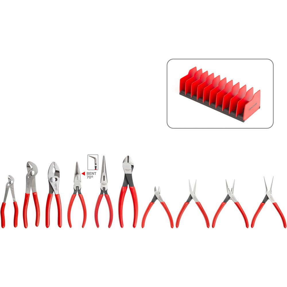 Plier Sets; Plier Type Included: Gripping, Cutting, Mini ; Container Type: None ; Handle Material: Non-Slip Grips ; Includes: 10 pliers ; Insulated: No ; Tether Style: Not Tether Capable