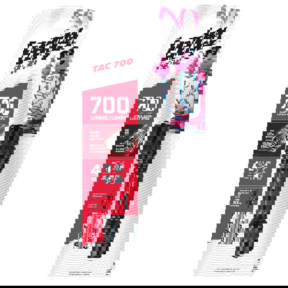 Flashlights; Bulb Type: LED ; Material: Metal Alloy ; Run Time: 35h ; Lumens: 700 ; Light Output Modes: High, Med, Low, Emergency Strobe ; Housing Color: Black