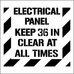 Electrical Panel - Keep 36 in Clear at All Times Stencil