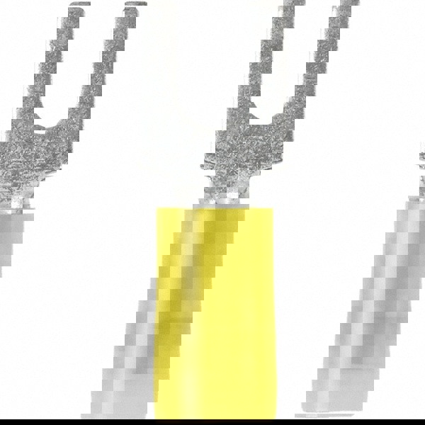 Standard Fork Terminal: Yellow, Nylon, Partially Insulated, #10 Stud, Crimp