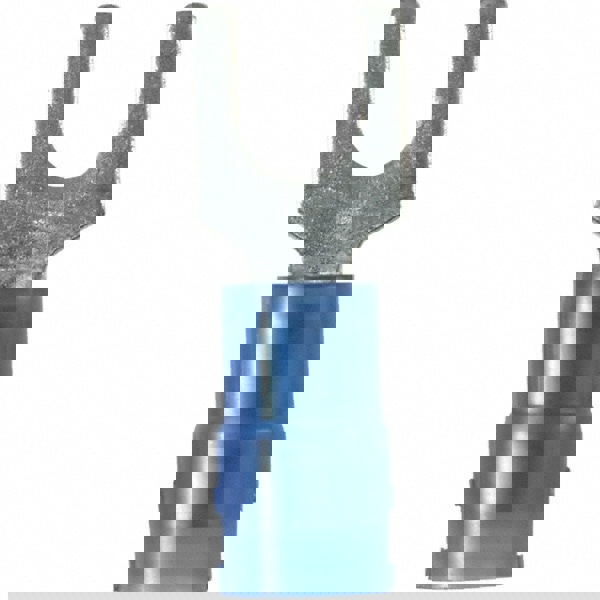 Standard Fork Terminal: Blue, Nylon, Partially Insulated, #8 Stud, Crimp