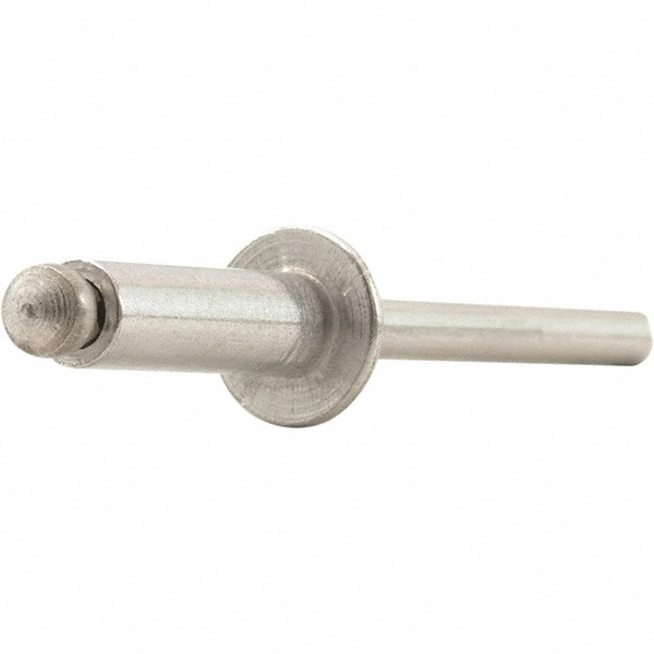 Open End Blind Rivet: Size 6, Dome Head, Aluminum Body, Aluminum Mandrel