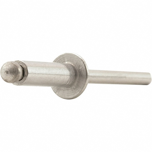 Open End Blind Rivet: Size 6, Dome Head, Aluminum Body, Aluminum Mandrel