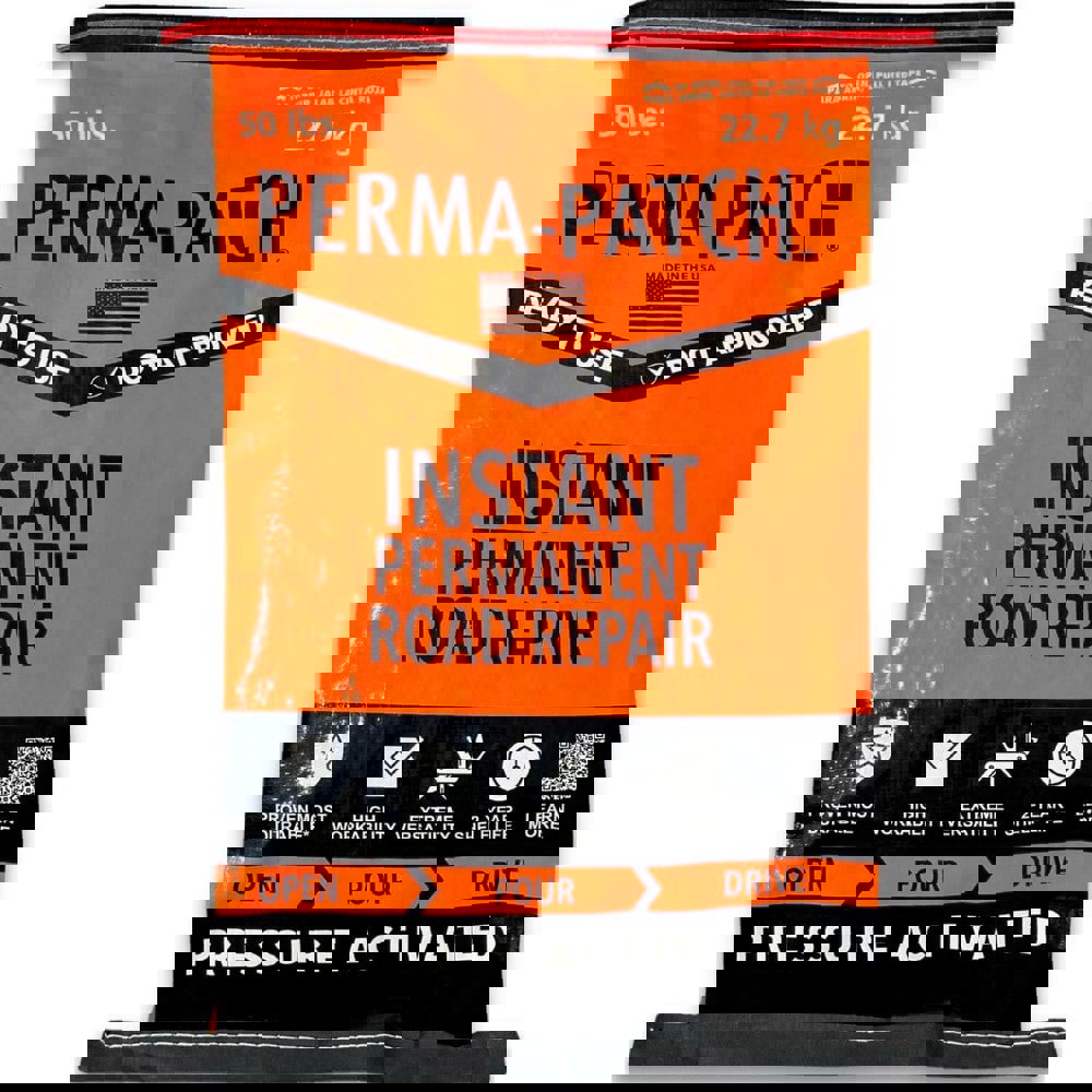 Drywall & Hard Surface Compounds; Product Type: Asphalt Patch ; Color: Black ; Container Size: 50 lb ; Container Type: Bag ; Composition: Asphaltic ; Coverage: .5 Cu Ft