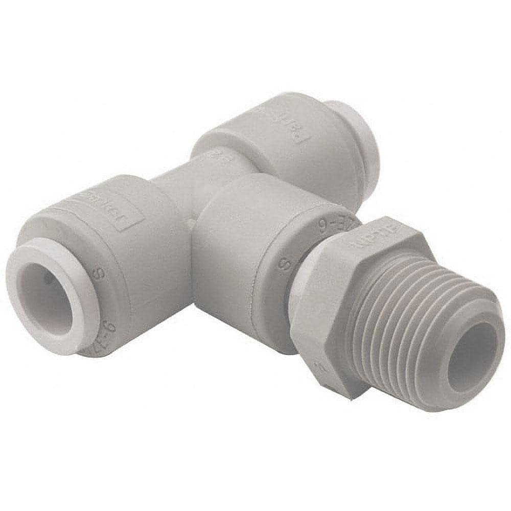Push-To-Connect Tube to Pipe Tube Fitting: Male Swivel Branch Tee, 3/8