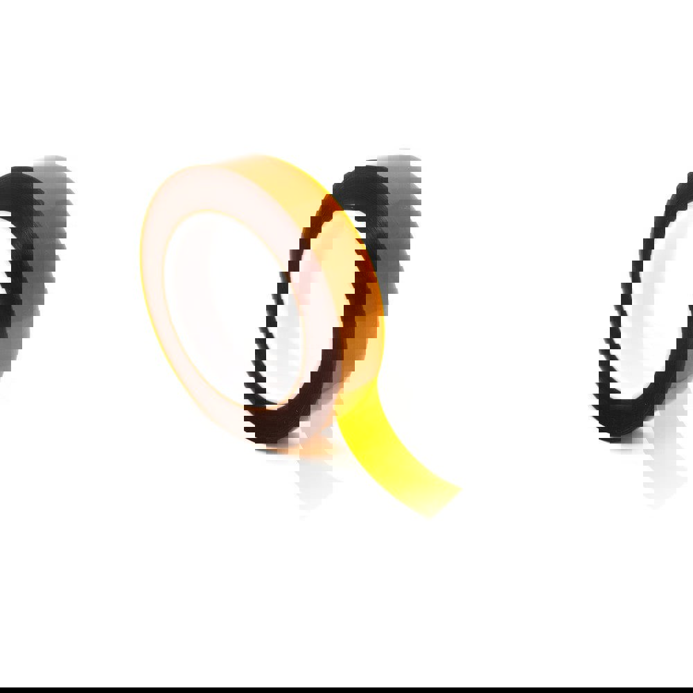 Double Sided Polyimide Tapes with Double Liner are made of 1 mil thick polyimide film with 1.5 mil thick acrylic adhesive. They are 36 yards long.