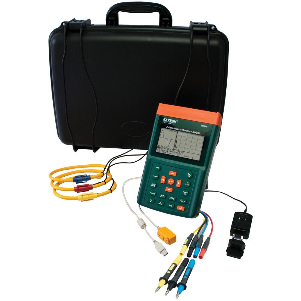 Power Meters; Meter Type: Power Quality & Harmonics Analyzer ; Application: Power Quality Meter capable of up to 52,428 single phase readings or 17,476 3-phase readings ; Maximum Current Capability (A): 1200.00 ; Power Factor: 1 ; Peak Capture: Yes