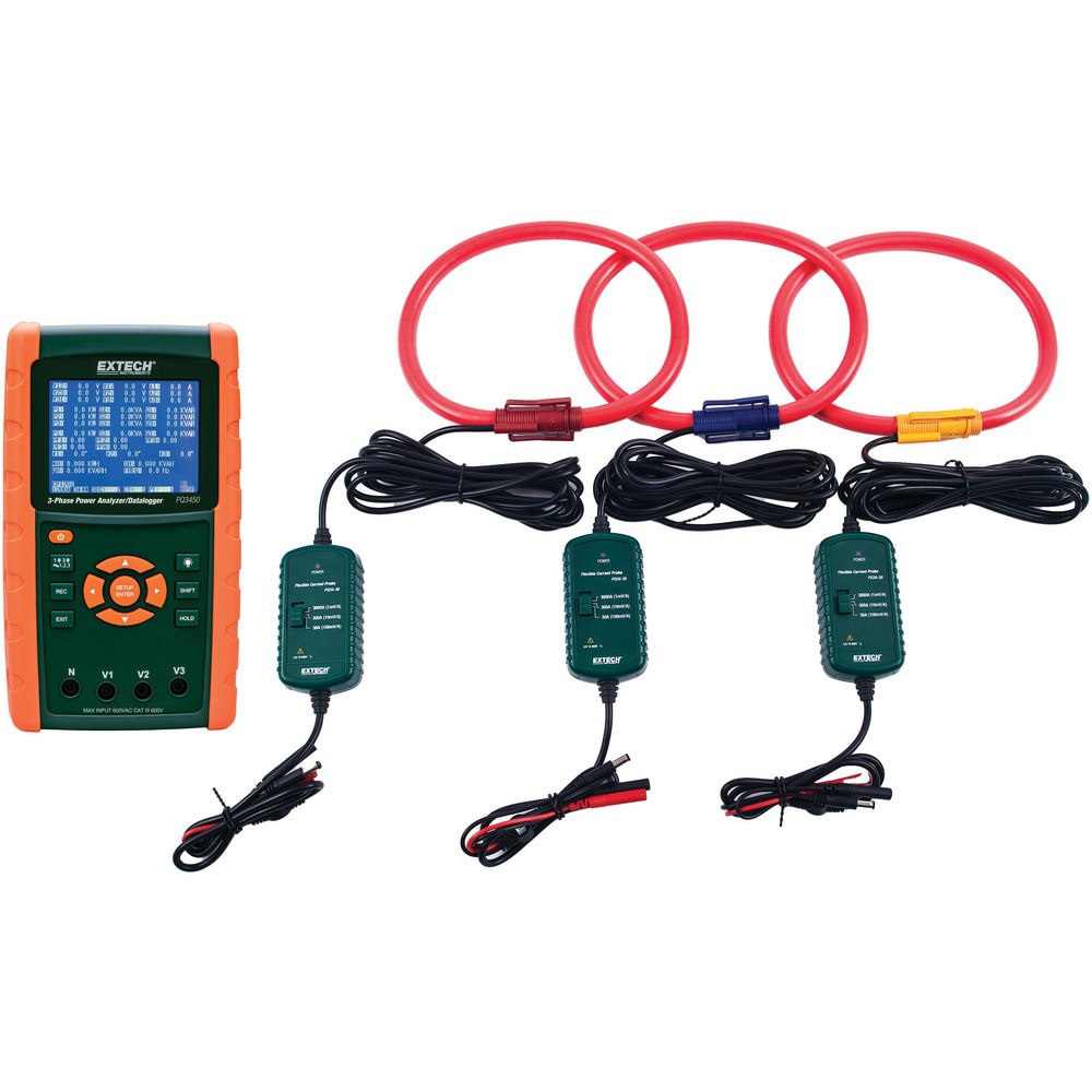 Power Meters; Meter Type: Power Analyzer/Datalogger ; Application: 3-phase power analyzer/data logger capable of logging up to 30,000 sets of measurements ; Maximum Current Capability (A): 3000.00 ; Power Factor: 1 ; Peak Capture: Yes ; Storage: 2GB