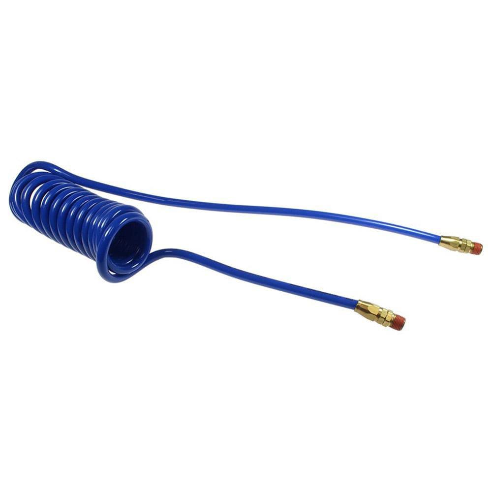 Coiled & Self Storing Hose: 20' Long, Male Swivel x Male Swivel