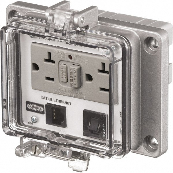 1 Port, 3 Power Receptacle, Ethernet, Clear Data Port Receptacle