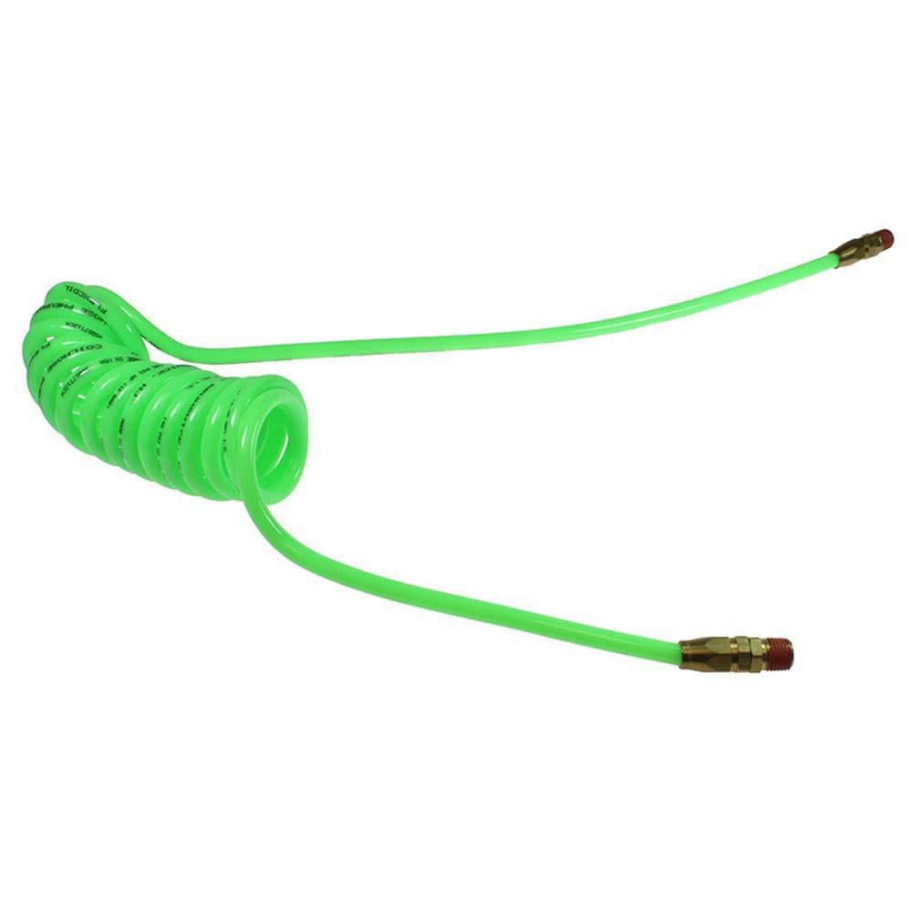 Coiled & Self Storing Hose: 20' Long, Male Swivel x Male Swivel