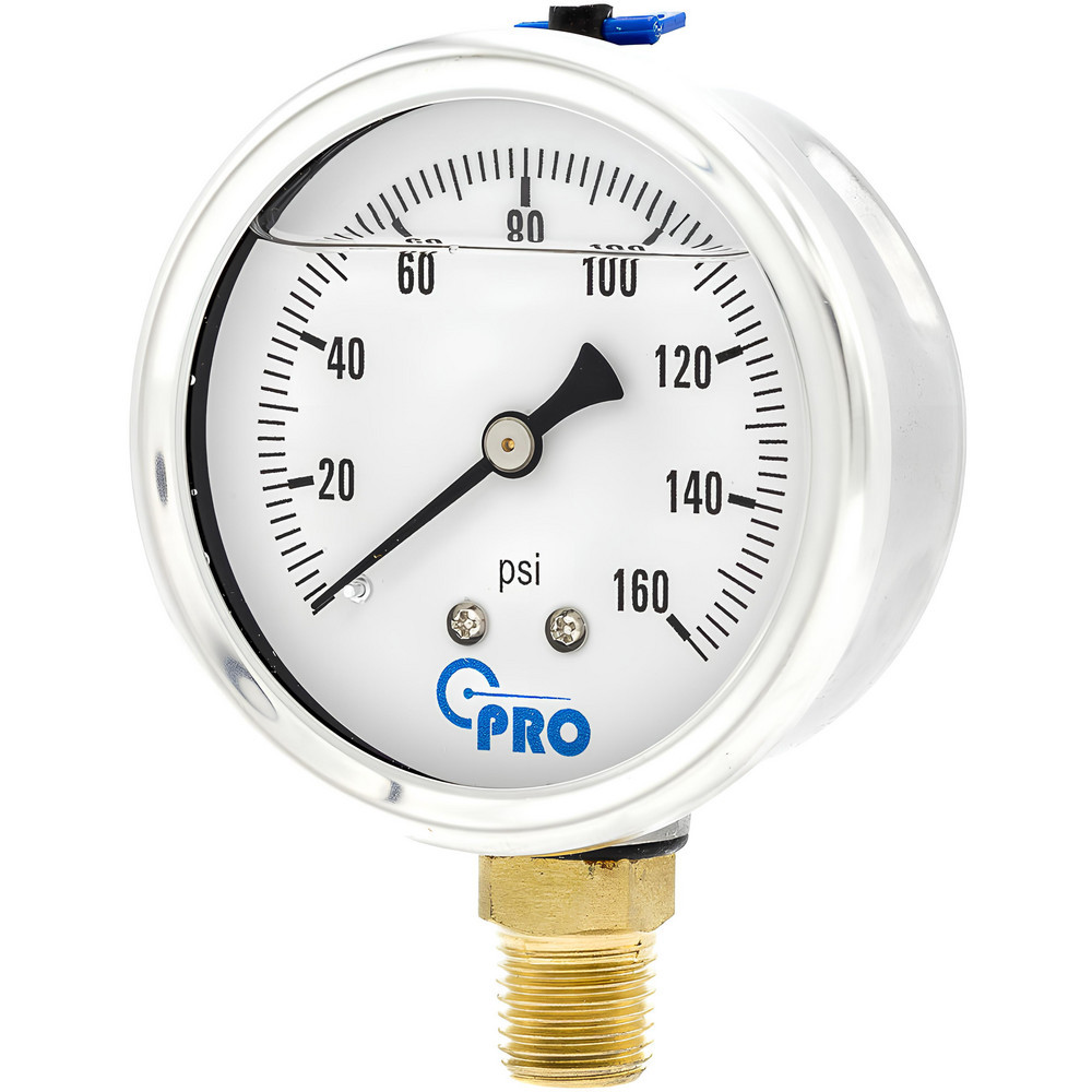Pressure Gauges; Gauge Type: Pressure Single Scale ; Scale Type: Single ; Accuracy (%): 3-2-3% ; Dial Type: Analog ; Thread Type: NPT ; Bourdon Tube Material: Stainless Steel