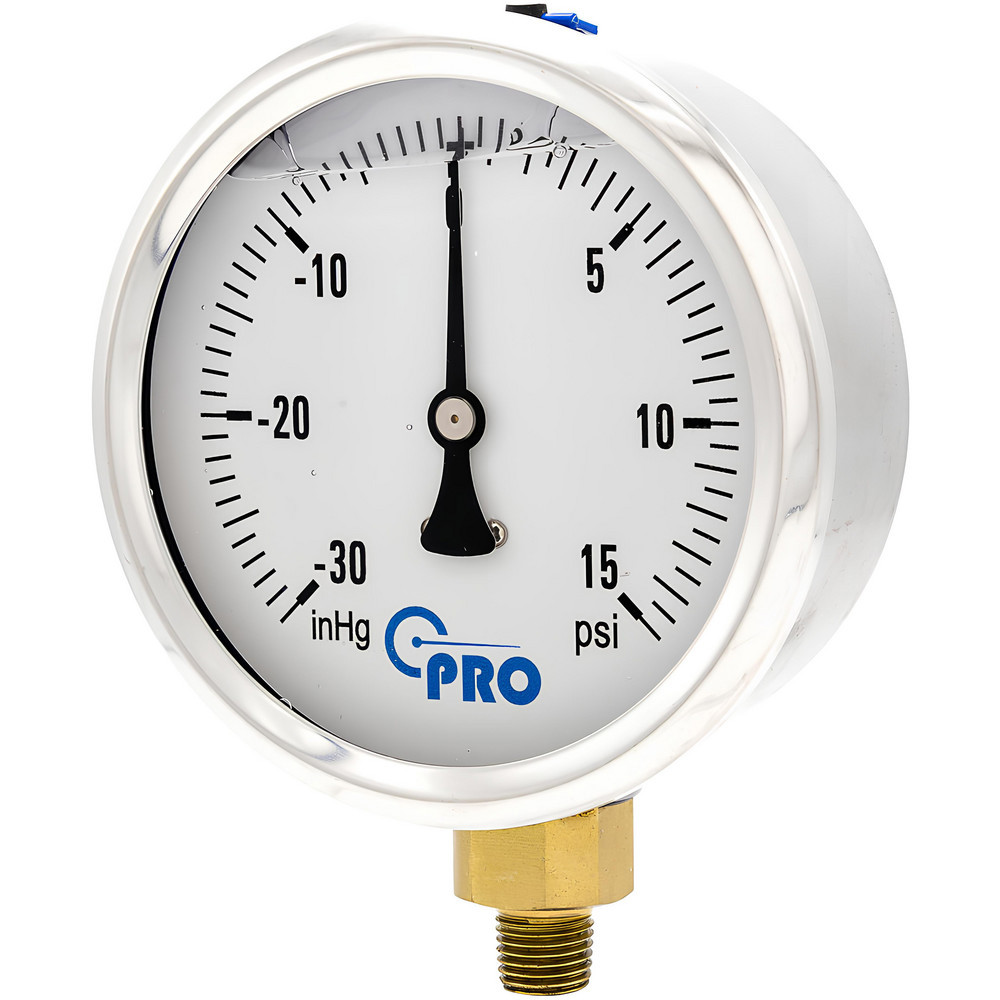 Pressure Gauges; Gauge Type: Pressure Single Scale ; Scale Type: Single ; Accuracy (%): 3-2-3% ; Dial Type: Analog ; Thread Type: NPT ; Bourdon Tube Material: Stainless Steel