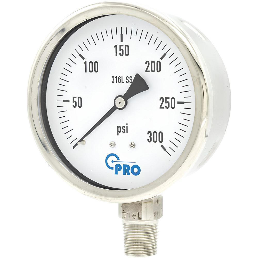 Pressure Gauges; Gauge Type: Pressure Single Scale ; Scale Type: Single ; Accuracy (%): 3-2-3% ; Dial Type: Analog ; Thread Type: NPT ; Bourdon Tube Material: Stainless Steel