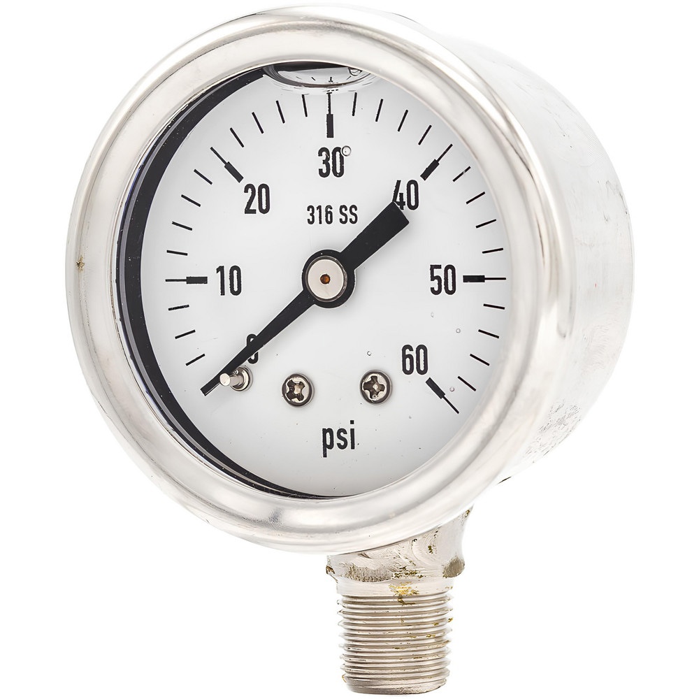 Pressure Gauges; Gauge Type: Industrial Pressure Gauges ; Scale Type: Single ; Accuracy (%): 3-2-3% ; Dial Type: Analog ; Thread Type: NPT ; Bourdon Tube Material: 316 Stainless Steel